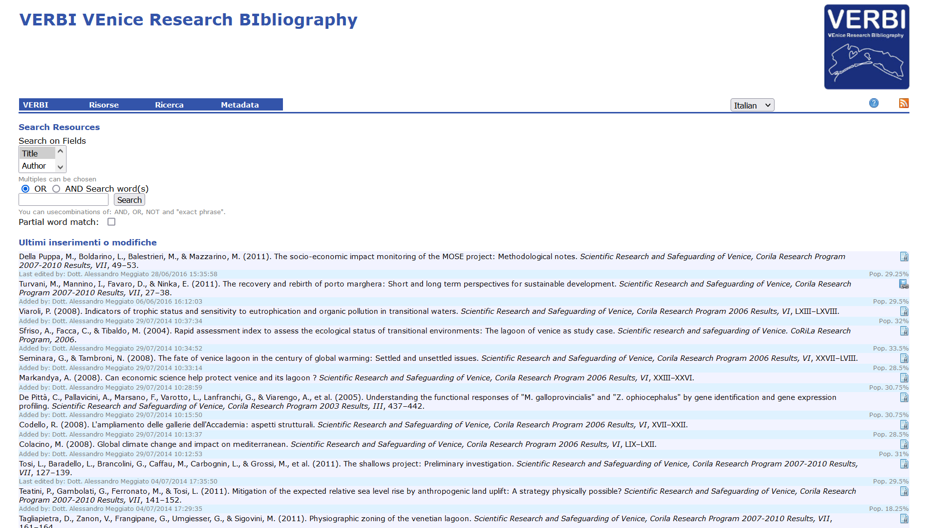 2014/06 VERBI Venice Research Bibliography